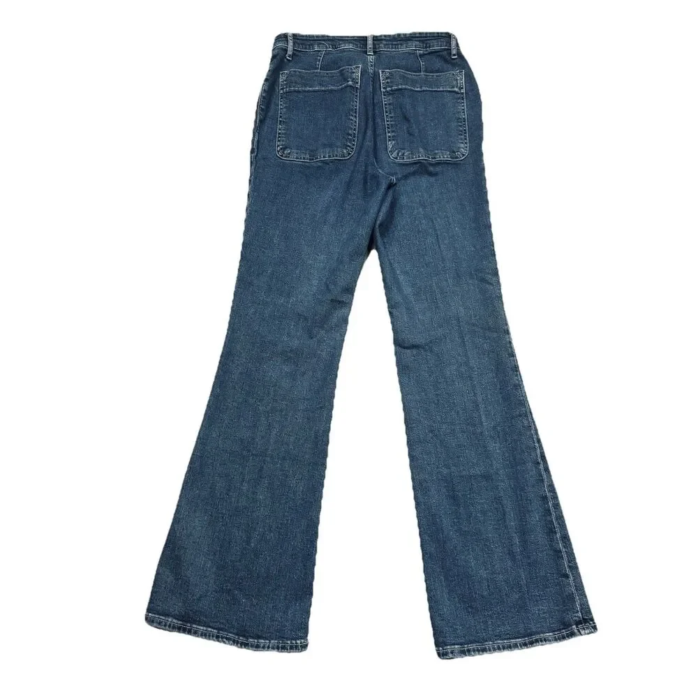 Free Assembly High Rise Slim Flare Jeans 8 (28x30.5) Blue Denim Stretch Womens